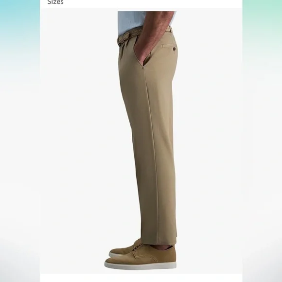 EUC Haggar Men's Tan Classic Dress Pants with pleated front - Picture 2 of 7